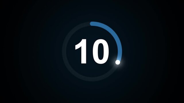 Circle countdown timer 15 second animation from 15 to 0 second animation on transparent background with alpha channel, 15 second countdown timer, Countdown isolated on black background