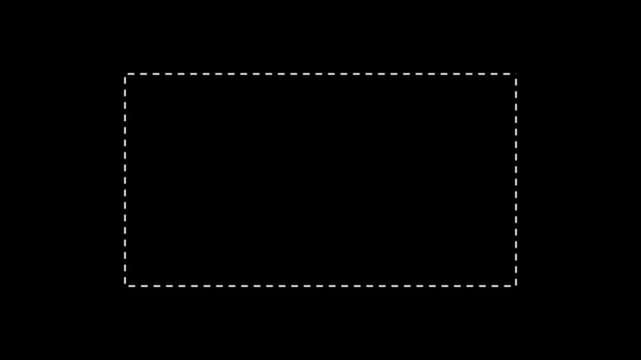 Dotted line rectangle frame animation on black background. 4K minimal border path motion.
