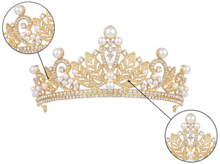 Golden pearl tiara shimmering elegantly © Nahid