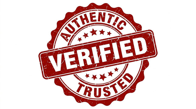 Red circular stamp with authentic verified trusted text for security and certification purposes
