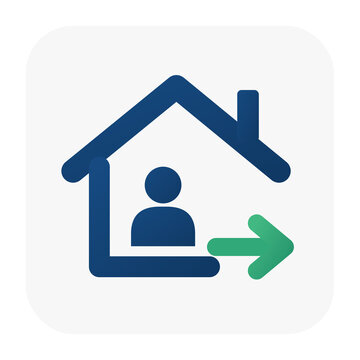 Person Leaving Home with Direction Arrow Icon