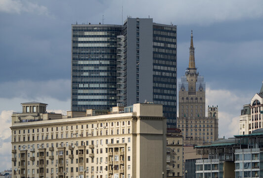 Russia, Moscow, City View, Soviet-Era Architecture, Buildings of Different Stile.