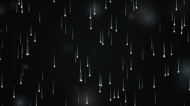 Abstract Motion Background with Glowing White Particles Falling Vertically Downward