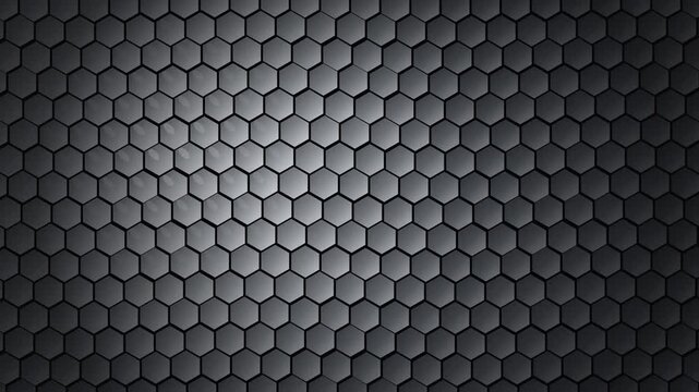 Dark Grey Hexagonal Pattern Abstract Motion Background with Subtle Light Gradient