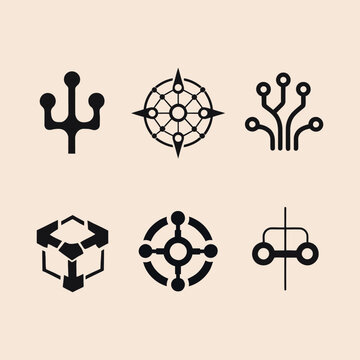 Tech pattern Symbols logo silhouette vector line art logo design