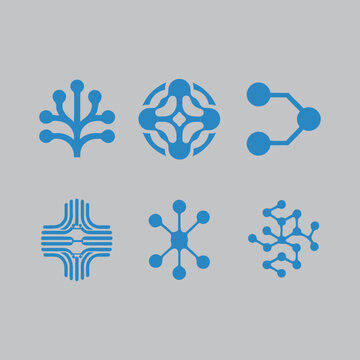 Tech pattern Symbols logo silhouette vector line art logo design