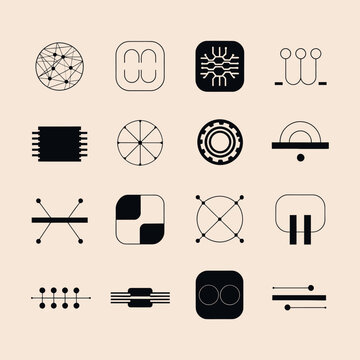 Tech pattern Symbols logo silhouette vector line art logo design
