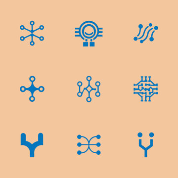 Tech pattern Symbols logo silhouette vector line art logo design