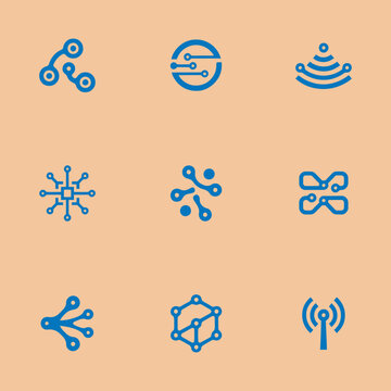 Tech pattern Symbols logo silhouette vector line art logo design