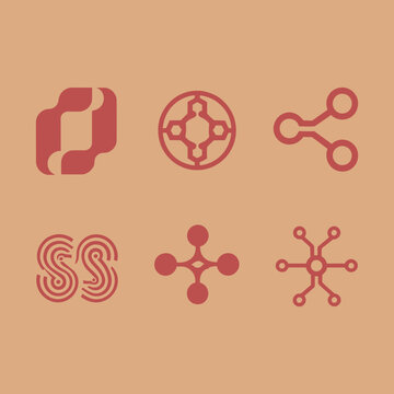 Tech pattern Symbols logo silhouette vector line art logo design