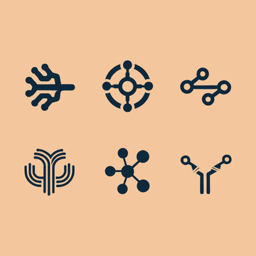 Tech pattern Symbols logo silhouette vector line art logo design