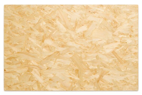 Oriented strand board texture with pale wood chips creates a natural engineered surface for construction and interior design