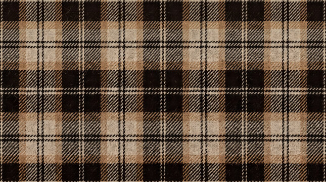 Brown plaid fabric seamless pattern background