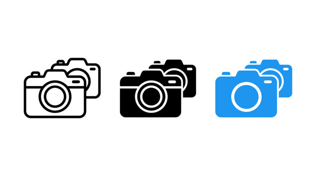 Set of multiple camera icons for photography and media interface