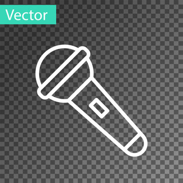 White line Microphone icon isolated on transparent background. On air radio mic microphone. Speaker sign. Vector