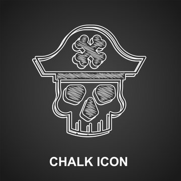 Chalk Pirate captain icon isolated on black background. Vector