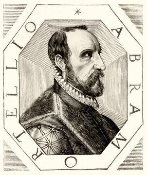Abraham Ortelius, 1527 &ndash; 1598, Flemish scholar, cartographer, geographer and cosmographer, digitally edited based on a historical illustration