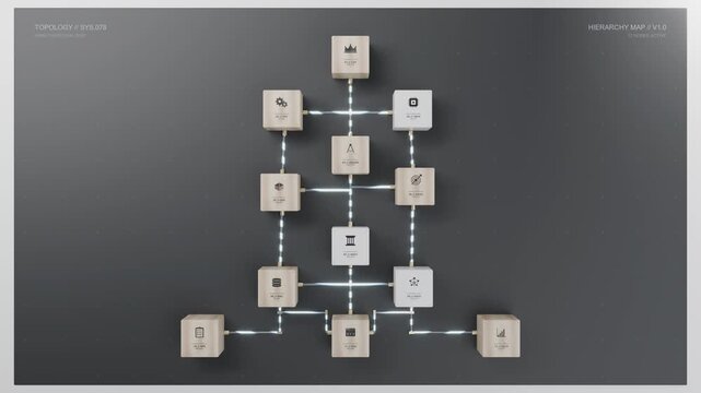 Static wide angle framing of company tree structure on drafting board