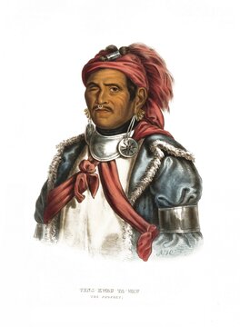 American Indian, Native American, Tens-Kwau-Ta-Waw. The Prophet, Warrior, Chief, Medicine Man, United States of America, USA, Painting by Charles Bird King (1785, 1862), c. 1840, Historic, digitally restored reproduction from a 19th century original, Record date not stated