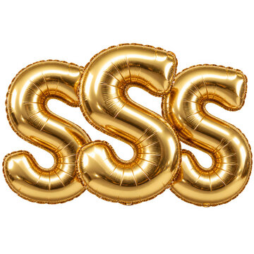 Three Metallic Gold Foil Letter S Balloons