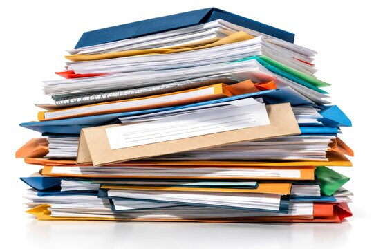 Stack of folders representing business administration and bureaucracy