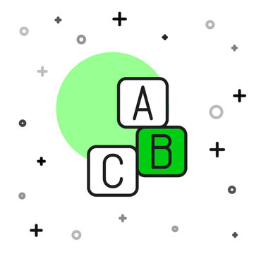 Filled outline ABC blocks icon isolated on white background. Alphabet cubes with letters A,B,C. Vector