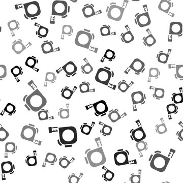 Black Roulette construction icon isolated seamless pattern on white background. Tape measure symbol. Vector