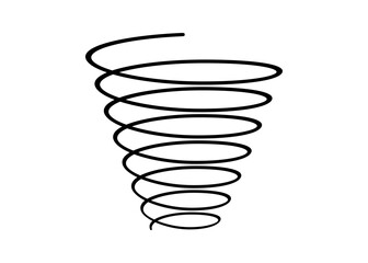 Obraz na płótnie Canvas Line funnel spiral spring icon. Wire coil spring symbol. Thin zigzag line icon. Flexible coil shape. Loop funnel line element. Design object. Vector illustration isolated on white background.