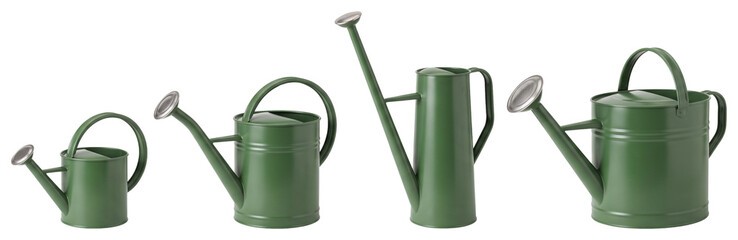 Green watering can collection on transparent background © vadymstock