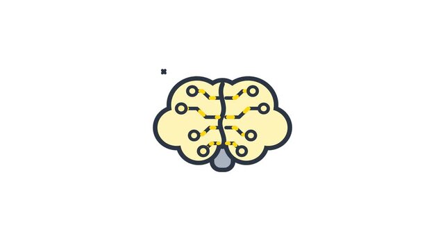 Modern vector illustration depicting the human brain as a sophisticated computational network, symbolizing artificial intelligence, deep learning, and advanced technological innovation