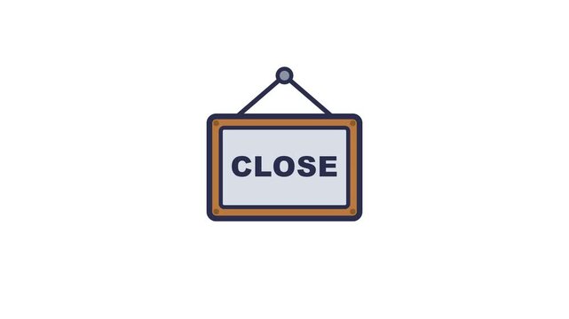 Minimalist vector icon of a hanging 'CLOSE' sign, perfect for communicating store status, business hours, or temporary unavailability in a clear and concise manner
