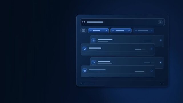 Dark mode dashboard user interface animation switching between grid and list view