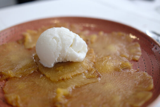 Fresh Pineapple Dessert with Tropical Fruit Slices Served on a Plate
