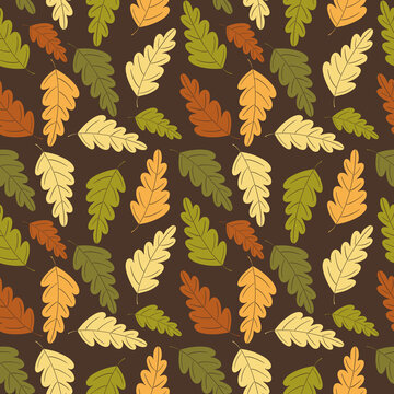Seamless pattern with oak leaves