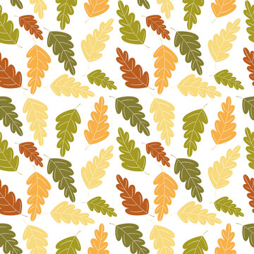 Seamless pattern with oak leaves