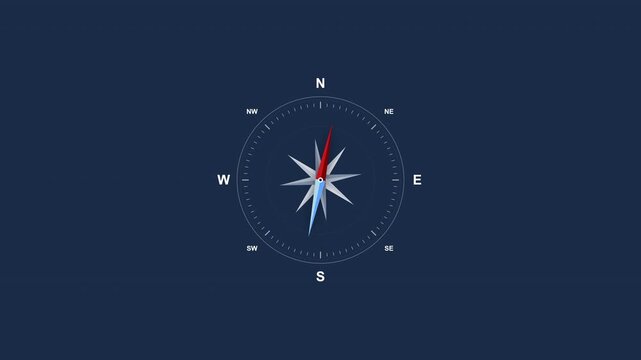 compass navigation direction needle north icon on a dark blue background representing location search and strategy