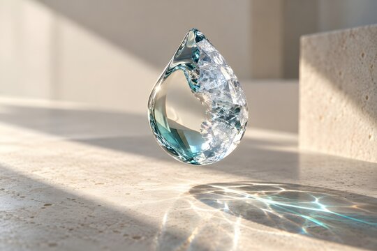 Surreal Water Droplet Transforming into Ice, Science and Change Concept