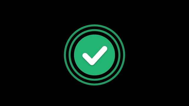 Round status badges on alpha channel with check cross warning and info signs
