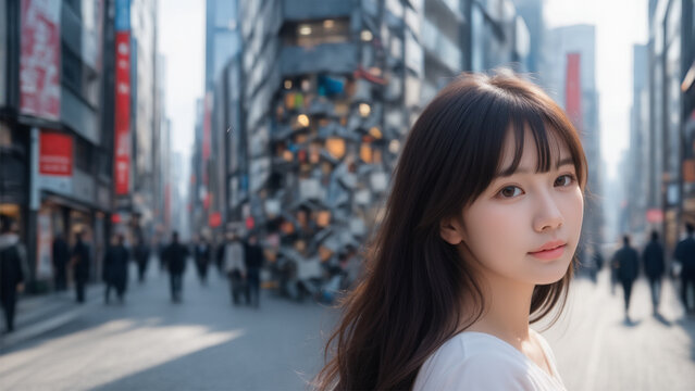 街をめぐる女性
