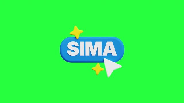 3D Sima Cursor Click Icon Pop Up Bounce Animation on Green Screen Background UI Design, Web Development, and Digital Interaction Concept