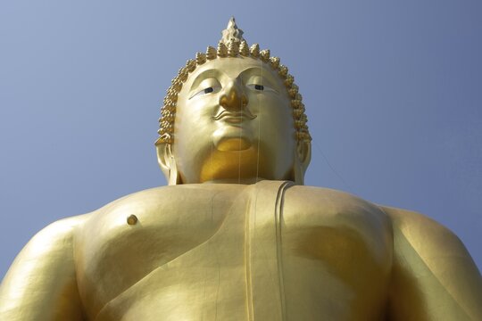 Thailand's largest Buddha statue (Luang Pho Yai: the statue depicts the Buddha in the so-called Maravijaya posture &ndash; the moment when the Buddha resists temptation and attains enlightenment), Wat Muang, Ang Thong, Amphoe Wiset Chai Chan, Thailand