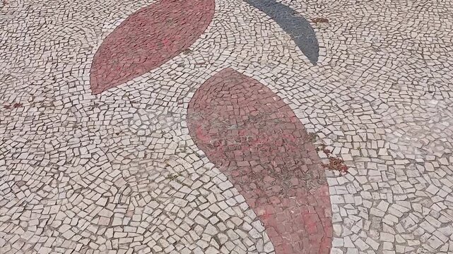Paving made of small stone blocks, known as petit pav&eacute;, Portuguese stone, or Portuguese mosaic, in the historic center of the city of S&atilde;o Lu&iacute;s, Maranh&atilde;o, Brazil.