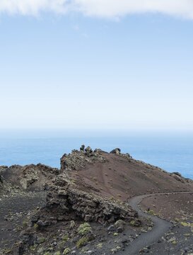 Hiking trail through a lava landscape, Southern Cape, Punta de Fuencaliente, La Palma, Canary Islands, Spain
