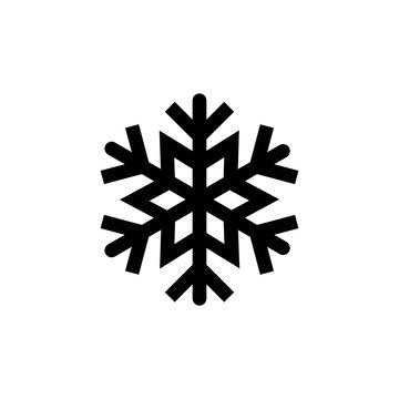 Black snowflake icon isolated on transparent background for winter