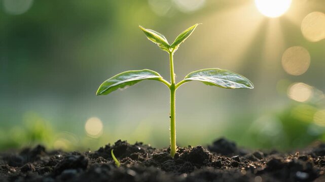Spring plant seedlings grow