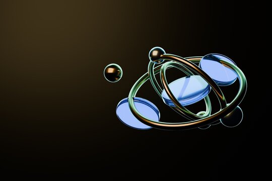 Futuristic 3D atomic structure science and physics concept illustration