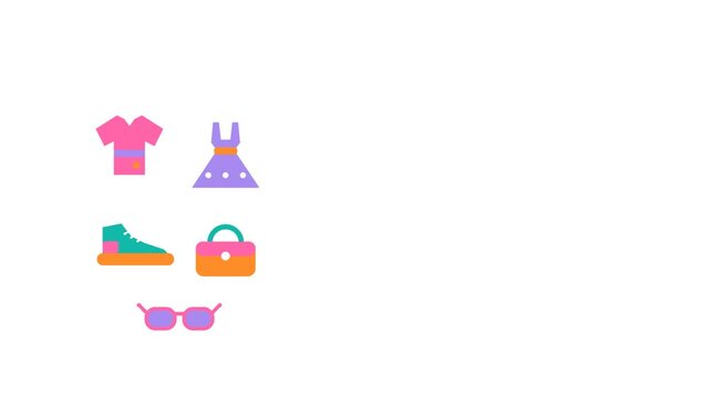 Fashion Store Clothing Silhouettes Sneaker Handbag Sunglasses Product Thumbnails Shopping Cards Shopping Bag Flat Minimalist Vector high quality professional