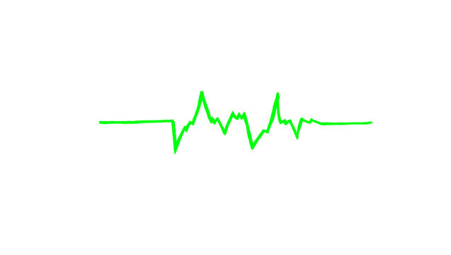 Green hand drawn heart rate pulse line doodle icon, heart rate pulse line doodle icon sketch illustration isolated on white background, simple minimalist hand drawn style doodle vector clipart, cute c