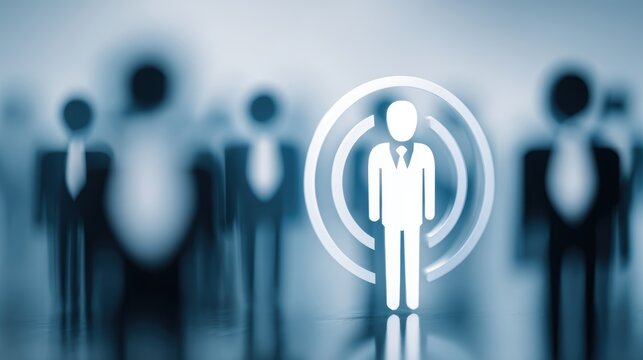 HRM or Human Resource Management, manager icon which is among staff icons for human development recruitment leadership and customer target, resume, interview. generate by AI