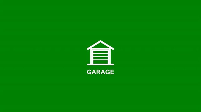 White garage icon and text graphics pack with transparent background overlay